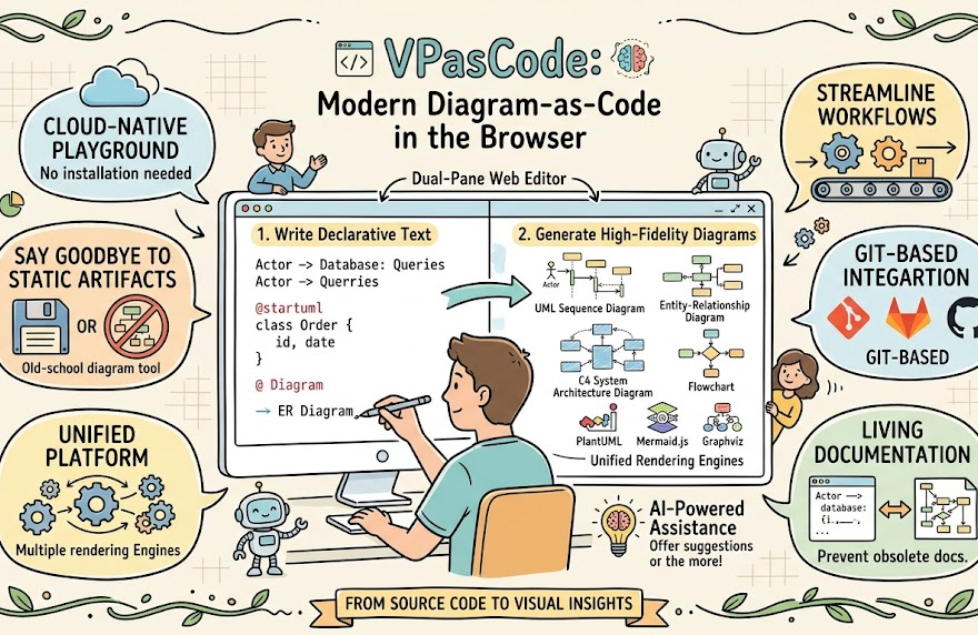 VPasCode: Der umfassende Leitfaden für browserbasiertes Diagram-as-Code / Text-zu-Diagramm-Editor
