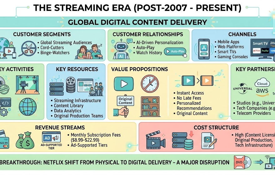 Le pivot de Netflix vers le streaming : une étude de cas du Business Model Canvas sur la disruption pour les débutants : un guide étape par étape pour comprendre l’innovation et la disruption en entreprise