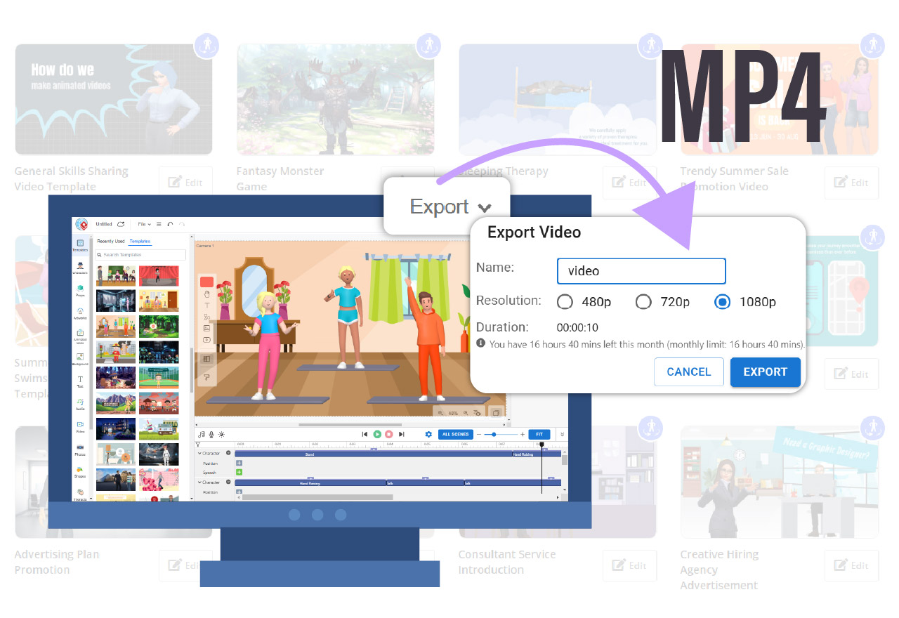 animated video export MP4