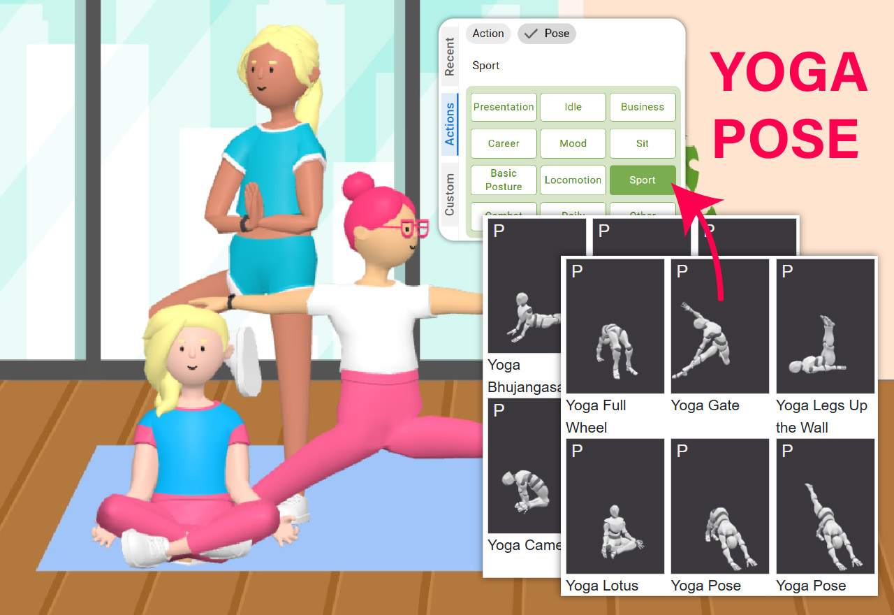 dynamic animation yoga pose