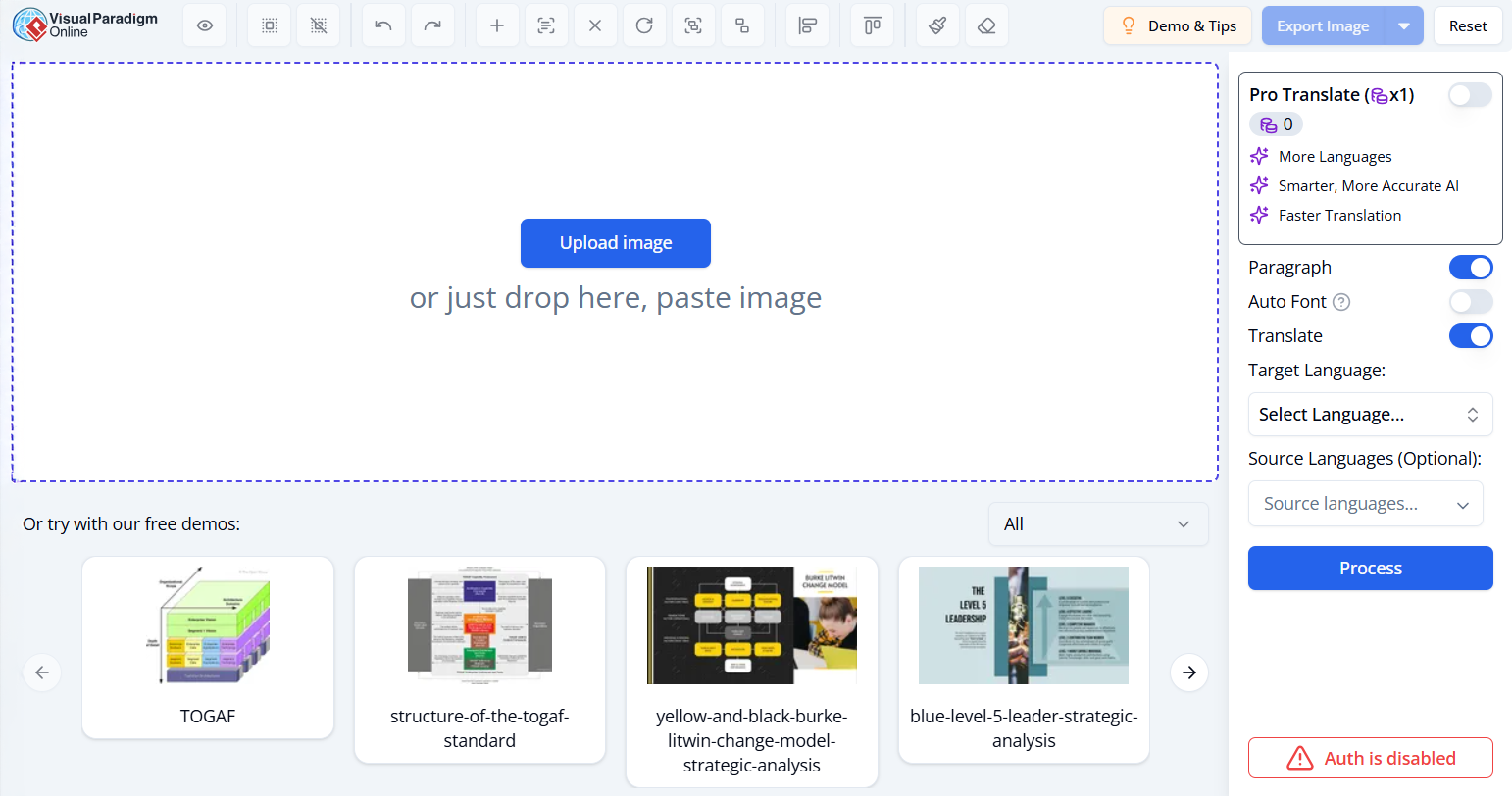 Uploading a flowchart for translation