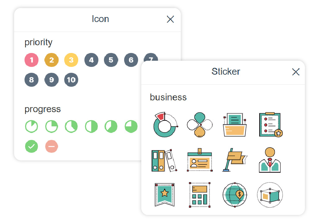 Editable AI mind map with drag-and-drop branches, icons, and color palettes for project planning.