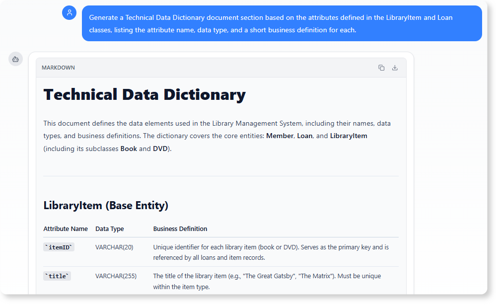 Generating the Technical Data Dictionary