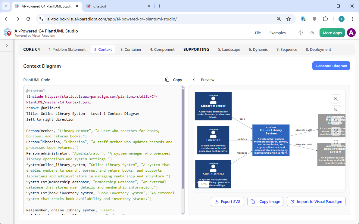 Visual Paradigm AI-Powered C4 PlantUML Studio: C4 Context Diagram