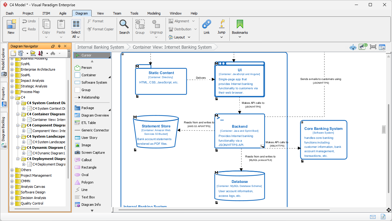 Creating a C4 Container Diagram with Visual Paradigm (Desktop)