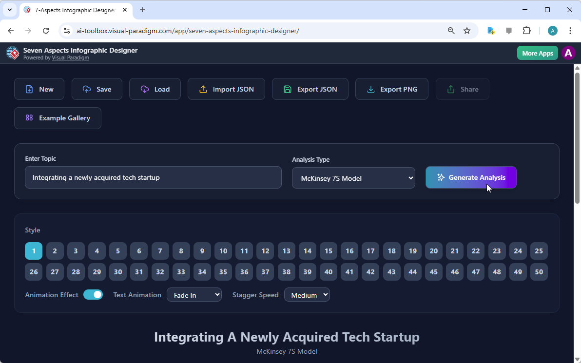 Visual Paradigm’s AI-Powered Seven Aspects Infographic Designer's landing screen, where users begin by entering a brief descr