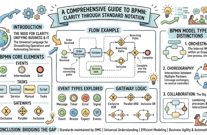 BPMN में महारत: व्यावसायिक प्रक्रिया मॉडल और नोटेशन का पूर्ण गाइड