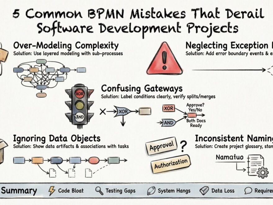 ソフトウェア開発プロジェクトを妨げる5つの一般的なビジネスプロセスモデルと表記法（BPMN）の誤り