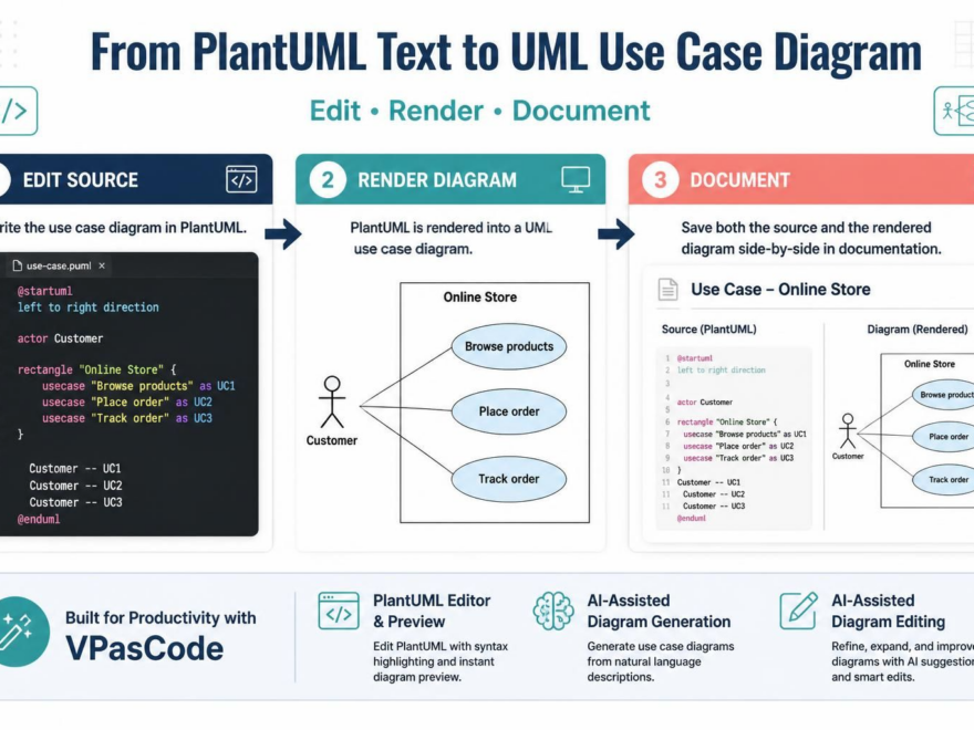 Diagramas de Casos de Uso UML como Código com PlantUML e VPasCode