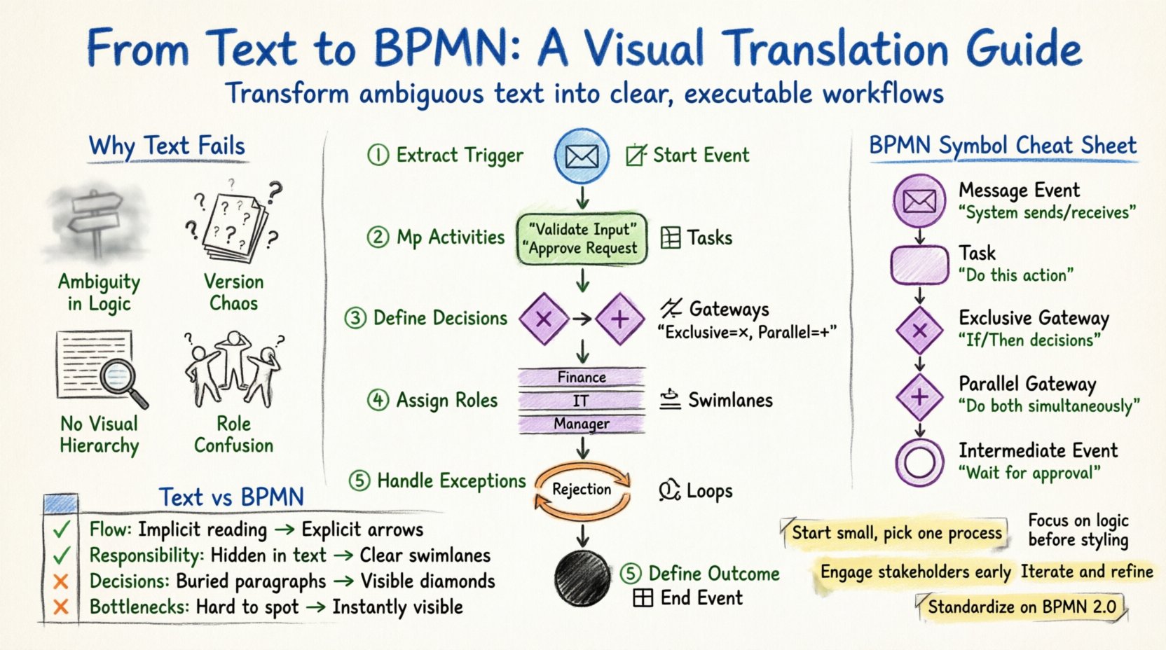 逐步指南：將文字流程轉譯為BPMN 🔄