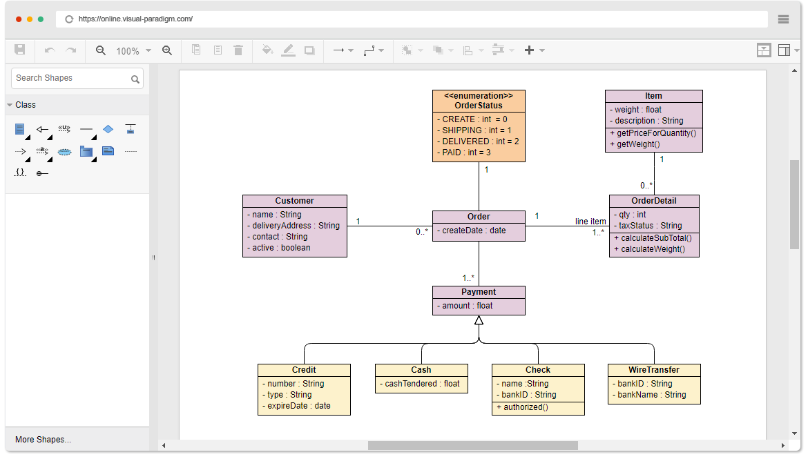 Herramienta de diagrama de clase en línea