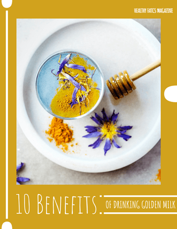 Booklet template: 8 Benefits Of Golden Milk Booklet (Created by InfoART's marker)