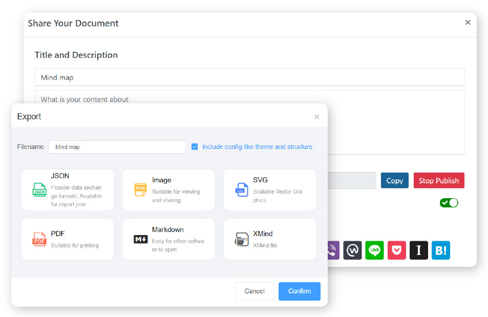 AI Mind Map can be exported as images and pdf
