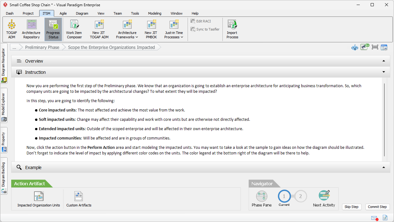 This is the Instruction pane, where you can see the guides and tips about what to do. - Professional online diagram maker too