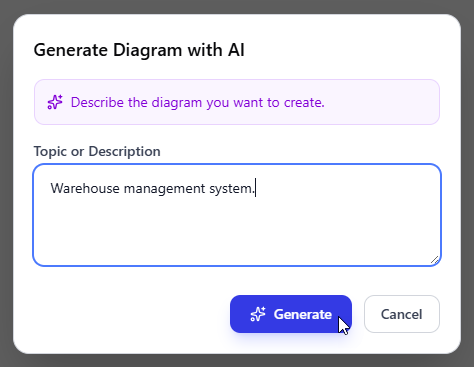 To generate an ERD with AI, by providing a problem description