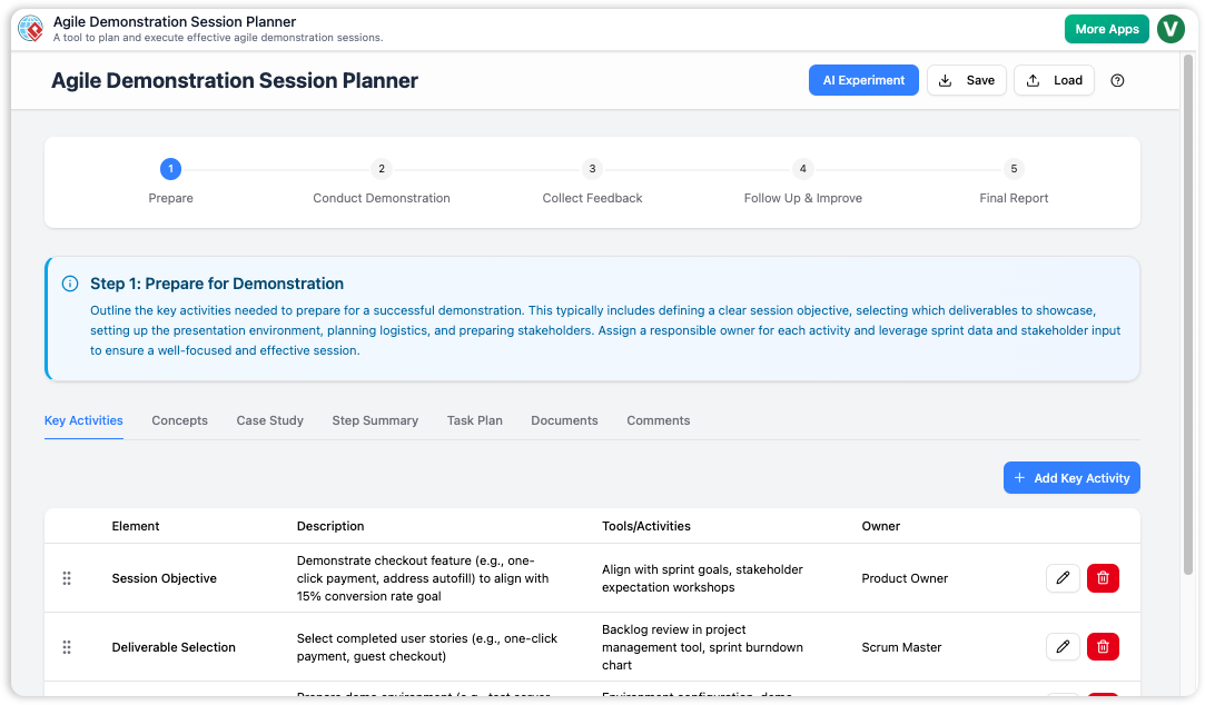 Agile Demonstration Session Planner