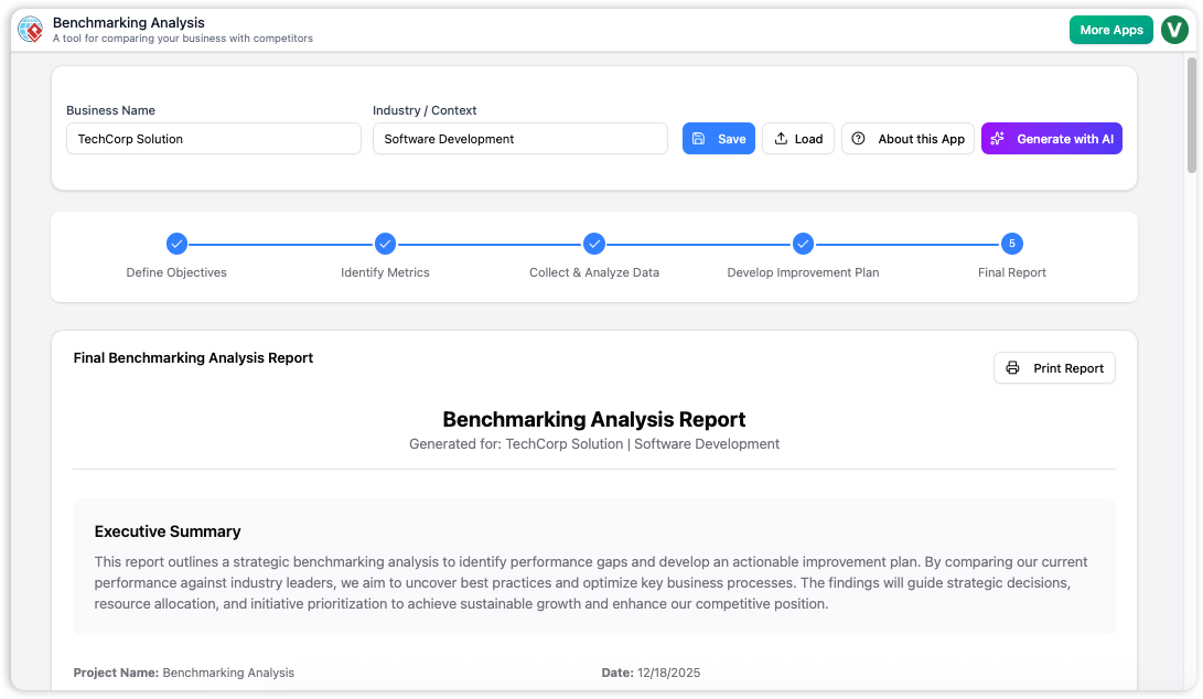Benchmarking Analysis Tool