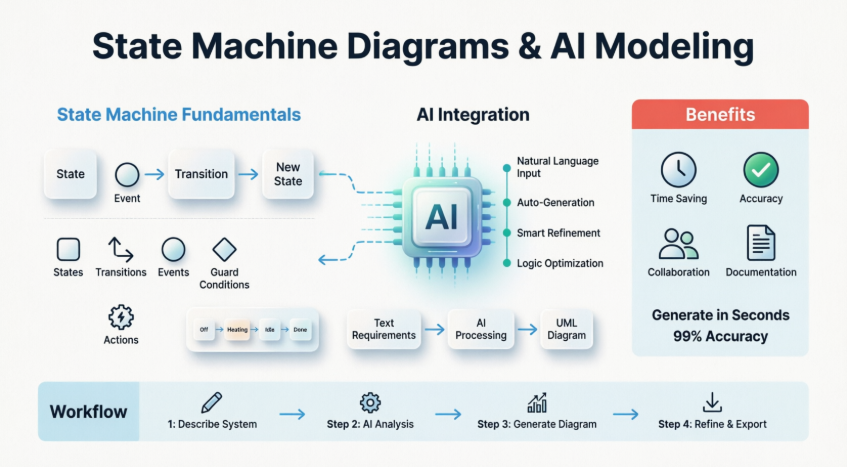 State Machine Diagrams and AI-Powered UML Modeling