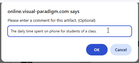 Entering a comment for the column chart being sent to the OpenDocs