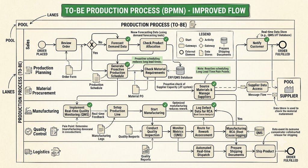 BPMN Modeling: To-Be Production Process - by Visual Paradigm