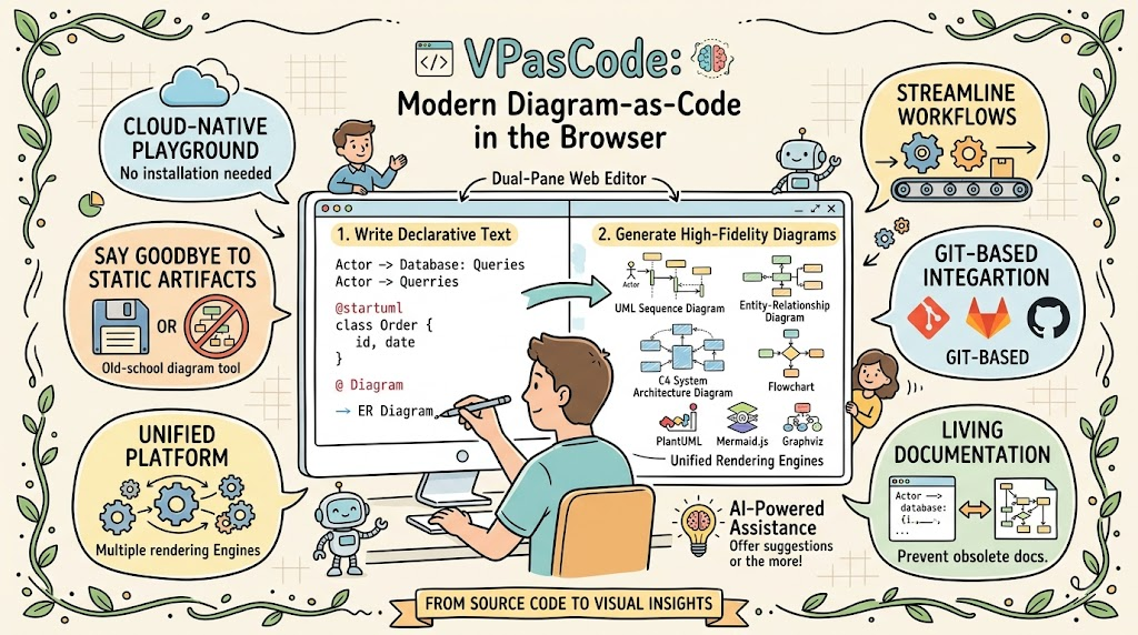 VPasCode: The Comprehensive Guide to Browser-Based Diagram-as-Code / Text to Diagram Editor VPasCode: The Comprehensive Guide to Browser-Based Diagram-as-Code / Text to Diagram Editor