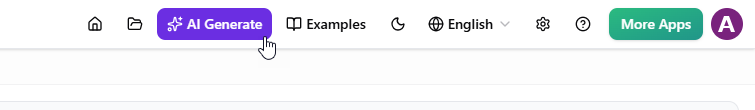 Launching AI generation in VPasCode top toolbar