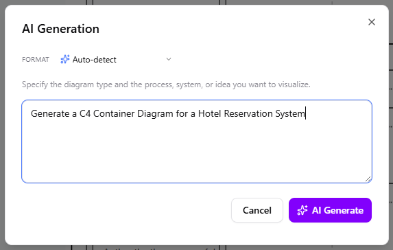 To generate a C4 Container Diagram with Visual Paradigm VPasCode's AI diagram generation tool