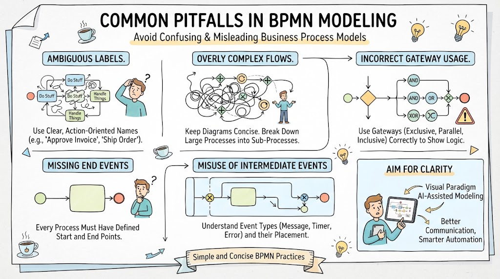 The BPMN Trap: 7 Common Modeling Mistakes That Kill Process Clarity (And How to Fix Them) The BPMN Trap: 7 Common Modeling Mistakes That Kill Process Clarity (And How to Fix Them)