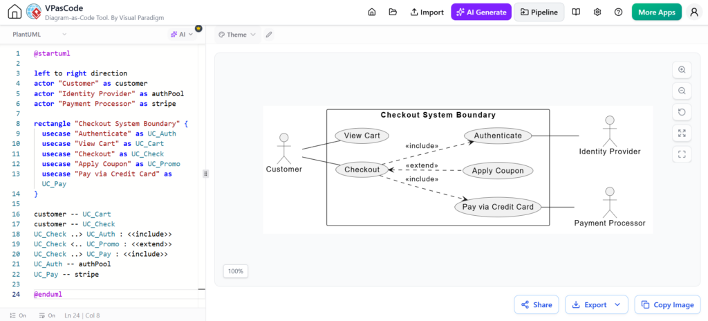 Build Online Order Use Cases with VPasCode and PlantUML Build Online Order Use Cases with VPasCode and PlantUML