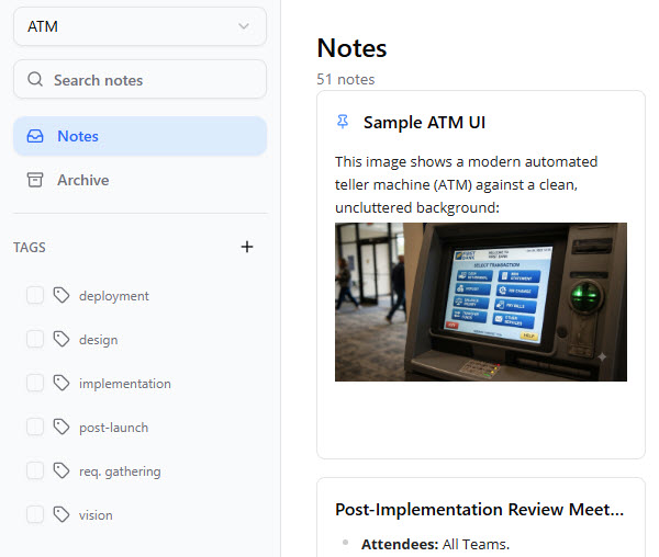 A screenshot showing a part of the NotesKeep, visualizing a note with image.