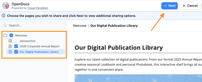Page-Based Sharing: Custom Content Control in OpenDocs - Visual Paradigm Product Updates
