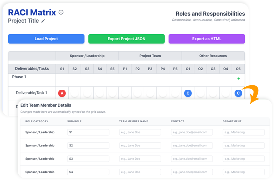 Using the Interactive RACI Matrix Tool
