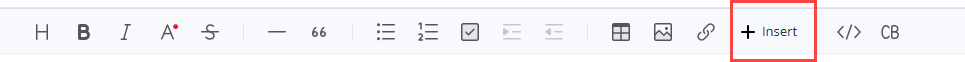The Insert button in the top bar of your document editor