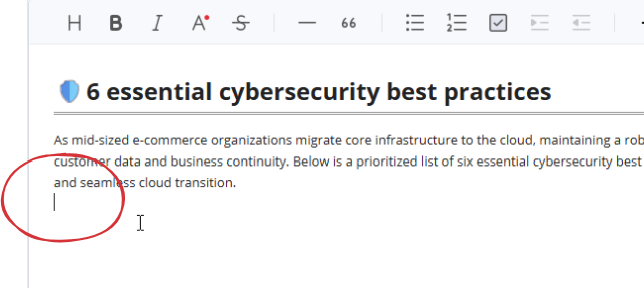 Placed a cursor on OpenDocs, aiming to insert an infographic there
