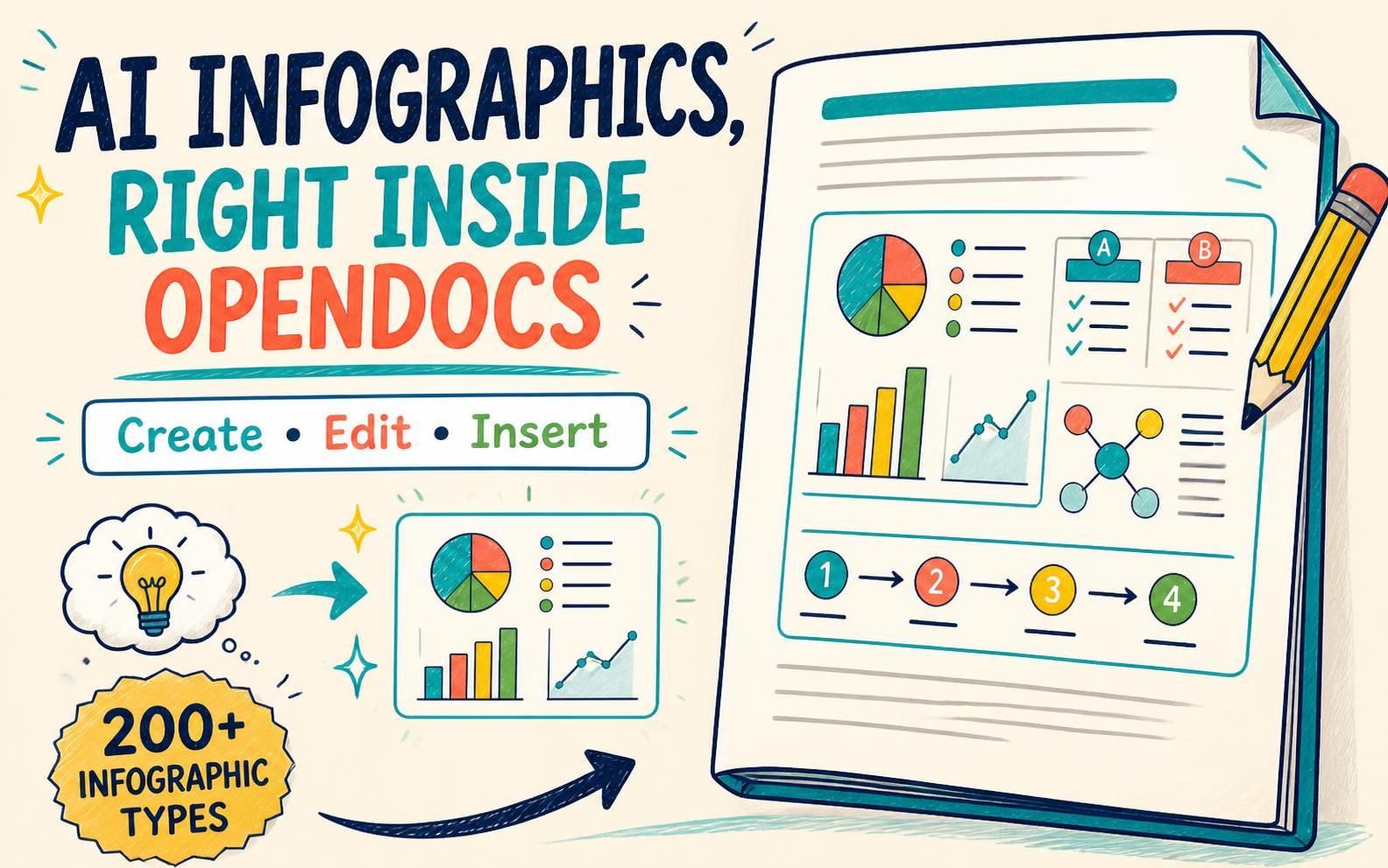 OpenDocs page with an editable AI-generated infographic