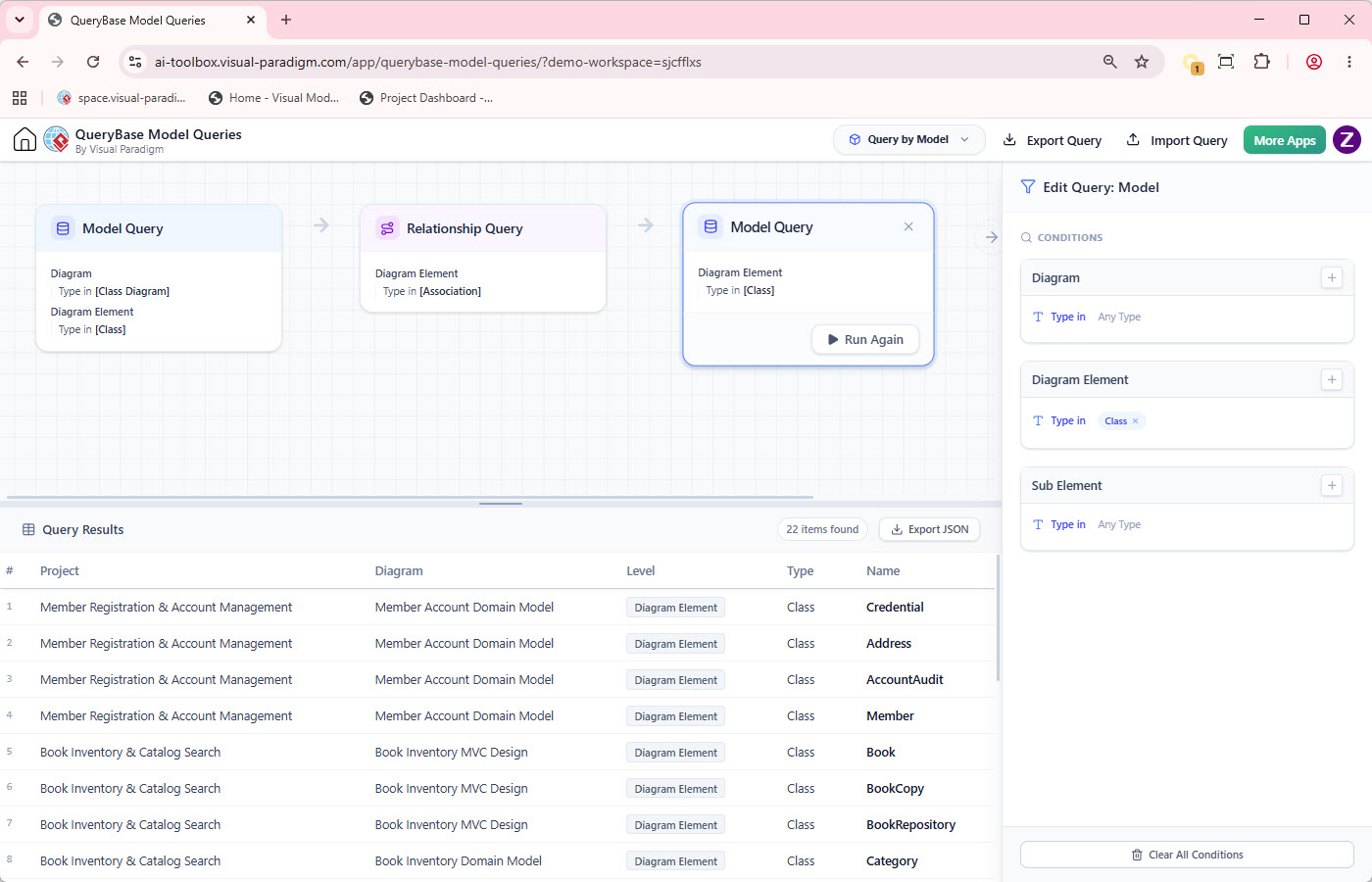 QueryBase - Explore and Query Visual Paradigm Models Online